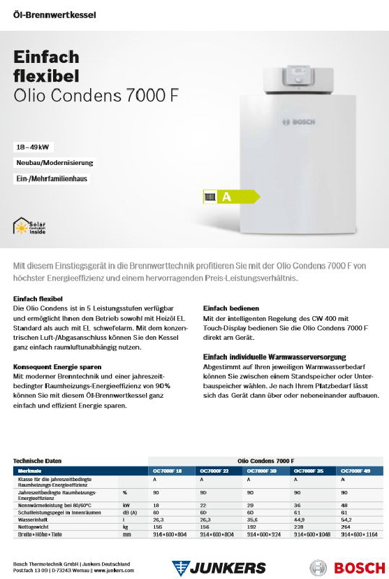 �l-Brennwertkessel Olio Condens 7000 F